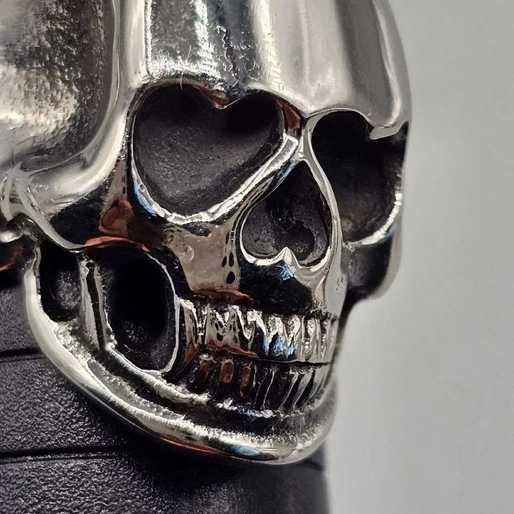 Mens Skull Biker Ring Stainless Steel Gothic Figural Metal Halloween 3D Size 10